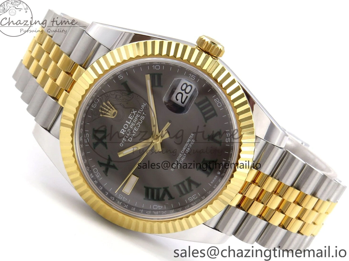 0513 DateJust 41 SS YG ARF 1:1 Best Edition 904L Steel Gray Green Roman Dial on Jubilee Bracelet SH Casual 1245